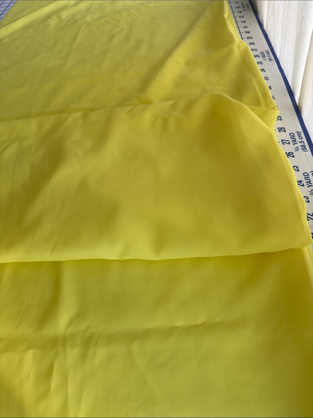 Vintage Lemon Yellow Formal Dress Fabric 4 Yards x 42 Polyester Crepe Evening - Picture 5 of 13